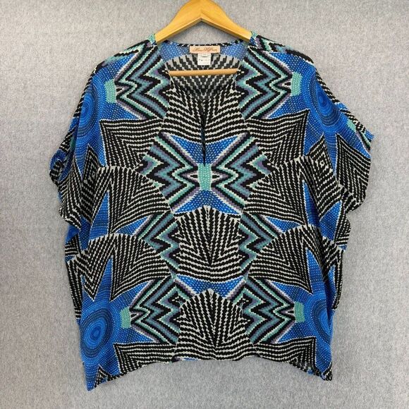 Mara Hoffman Women's Medium Geometric Print Blouse‎ Rayon Top Size Relaxed Boho - Picture 1 of 12